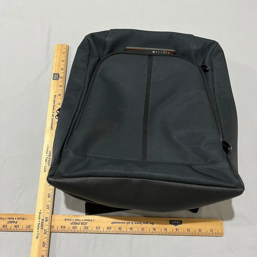 Delsey Black Lightweight Travel Carry On Reinforced Laptop Compartment Backpack